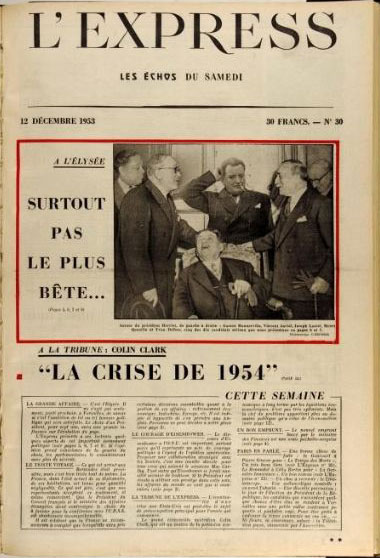 L'hebdomadaire L'Express de décembre 1953