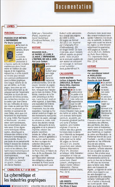 Image 2. Revue Caractère juillet 2009 – Article de présentation du livre