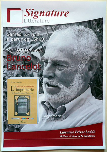 Bruno Lancelot à la librairie Privat Loddé d'Orléans - affiche