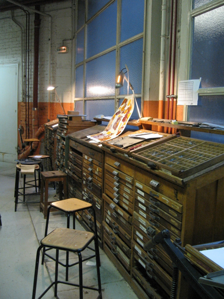 Meuble de rangement des casses typo - Atelier École Estienne